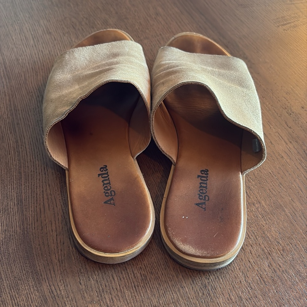 AGENDA - Women's Tan Suede Slide Sandals - Picture 4 of 7